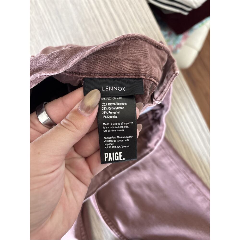 PAIGE Lennox Slim Jeans Womens 28 Dusty Rose Pink Stretch Mid Rise Denim Pants - Picture 3 of 7
